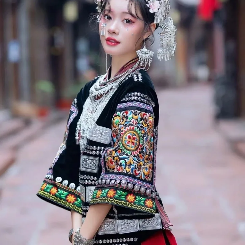 

Новый костюм Мяо, платье Tujia, сценическая прямая трансляция, поездка, съемка Мяо' S, этническая одежда для девочек