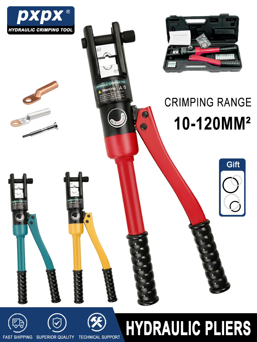 PXPX Hydraulic Crimping Tool YQK-120 Crimping Range 10-120mm² Copper and Aluminum Terminal Compression Tool Wire Rope Crimper