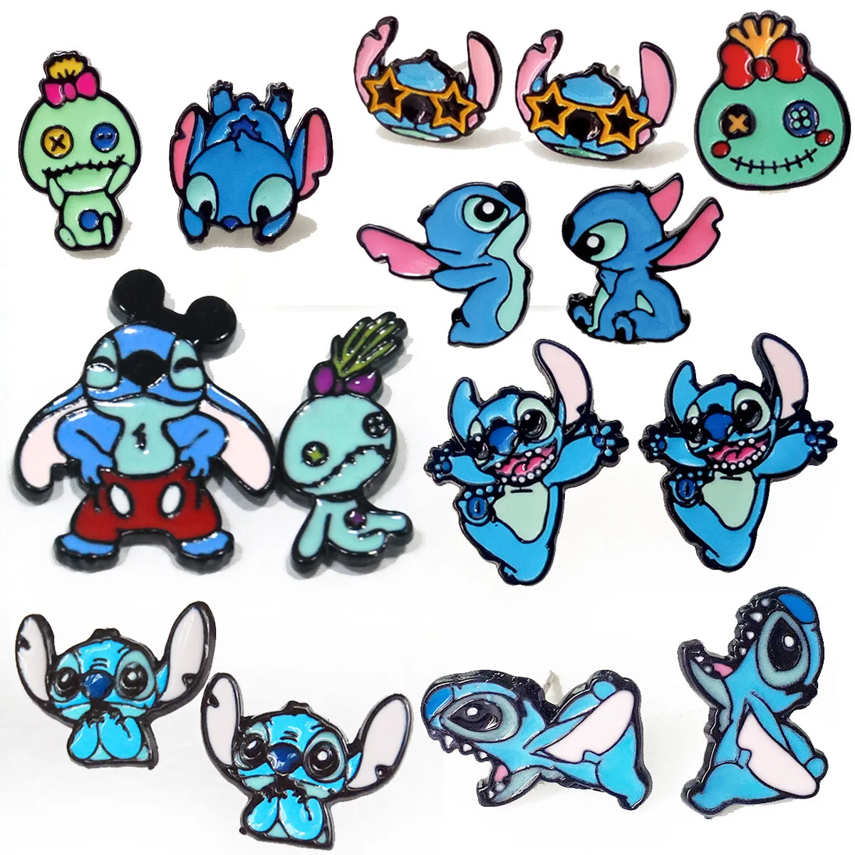 Disney-pendientes de Lilo & Stitch para niños, accesorios de joyería de dibujos animados, simples, regalos