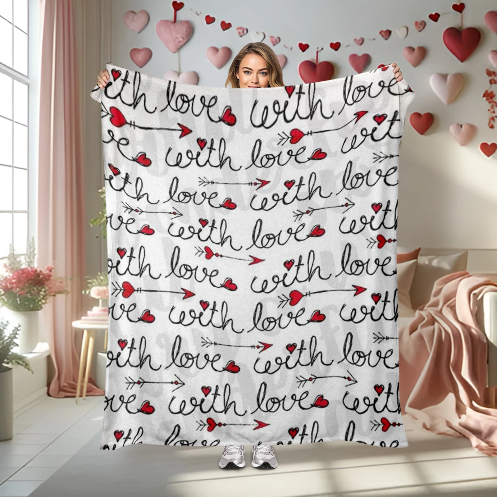 

Soft Flannel Heart Blanket With Romantic Messages Ideal For Cozying Up Together On Valentine S Day