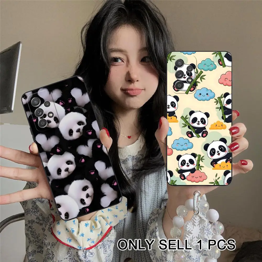 Cute Panda Phone Case for Samsung Galaxy A26 25 24 23 22 21 17 16 15 14 13 12 11 5G Soft TPU Shockproof Cover