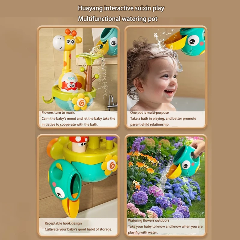 Zabawka do kąpieli dla niemowląt, kwitnąca pod prysznicem, głowica prysznicowa z efektem podnoszenia i opadania, letnia zabawa w łazience dla dzieci, zabawki do kąpieli z rozpylaniem wody.