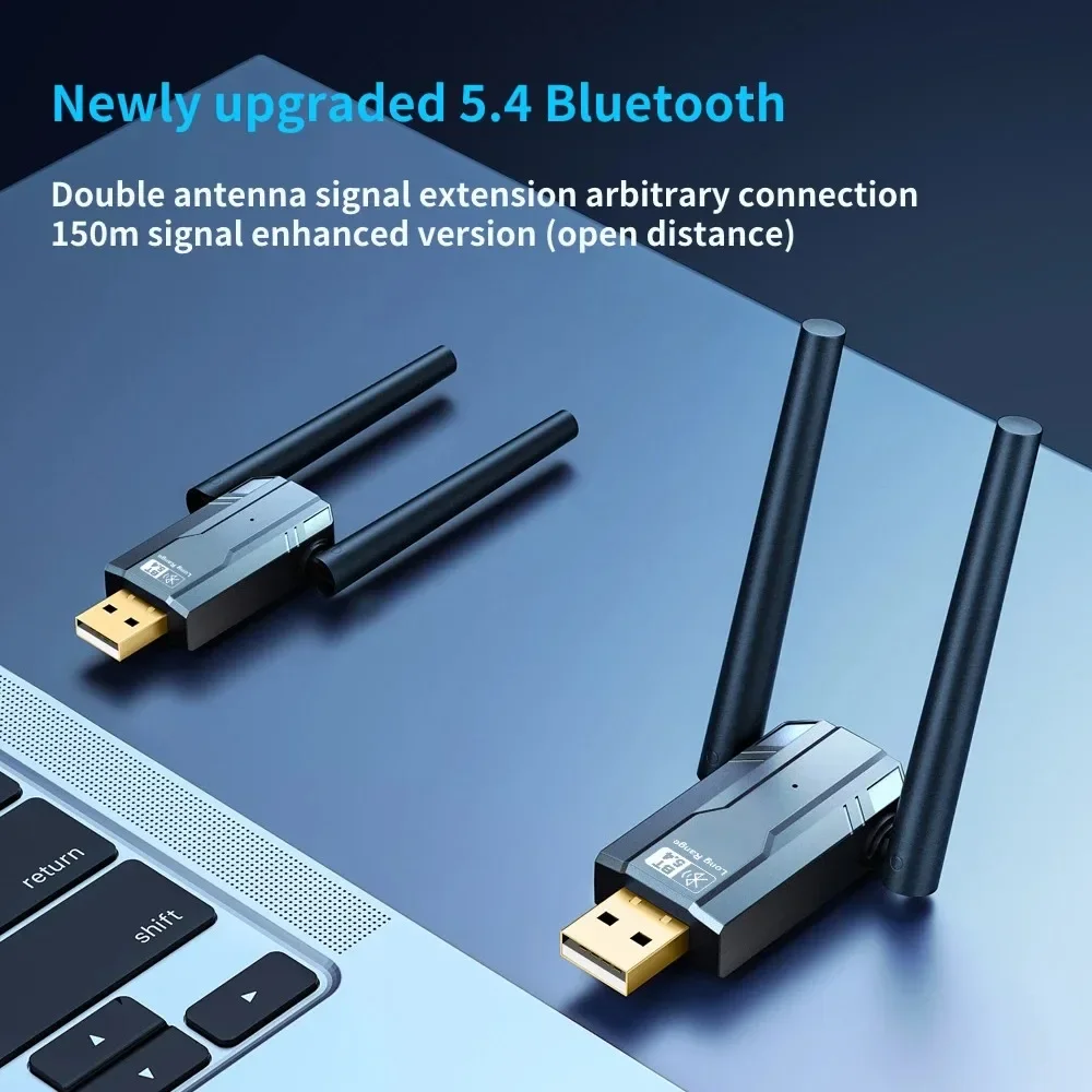 USB Bluetooth 5.4 Adapter 150M Dual Antenna Dongle For PC Wireless Mouse Keyboard Music Audio Receiver Transmitter Bluetooth