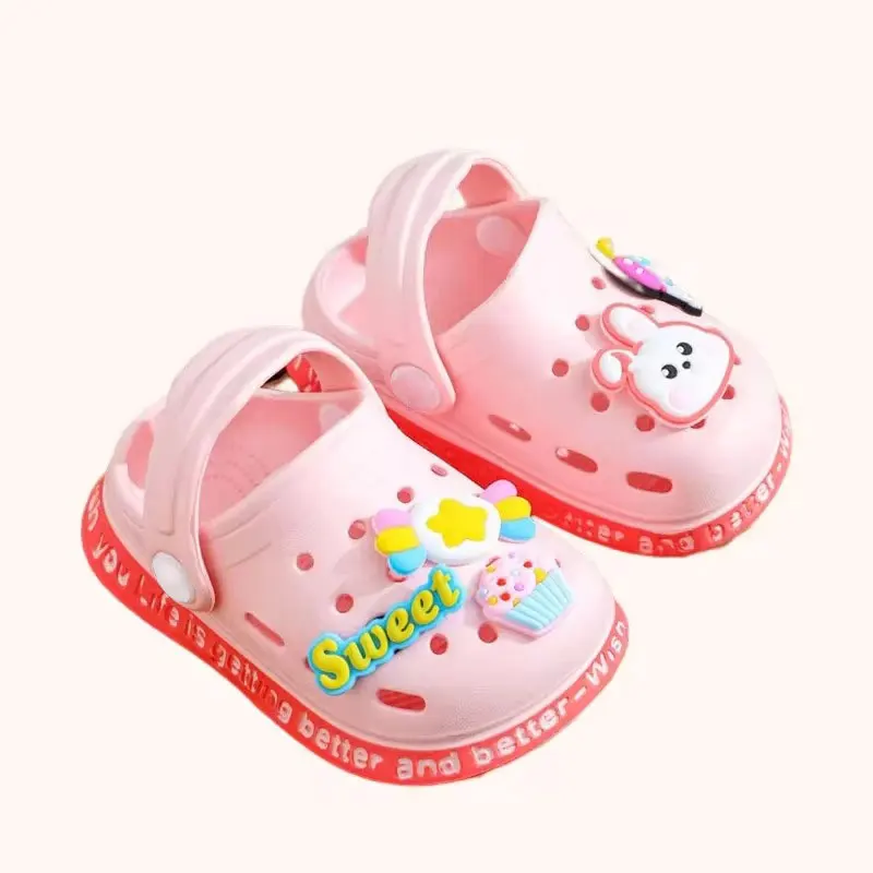 Zapatos de verano para niños, sandalias con agujeros, zapatos para niños, zapatillas suaves antideslizantes con diseño de dibujos animados, zapatos