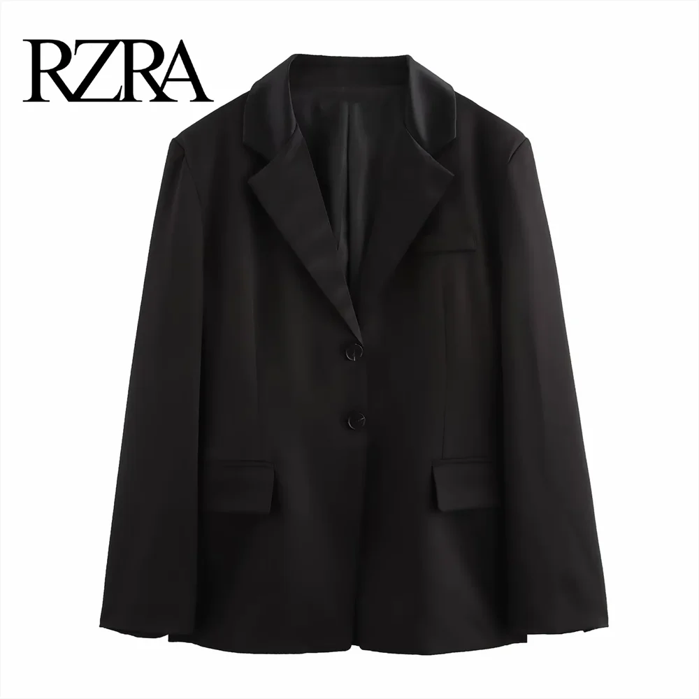 RZRA 2024 patchwork slim-fit suit jacket solid color single-breasted temperament simple and versatile suit for women