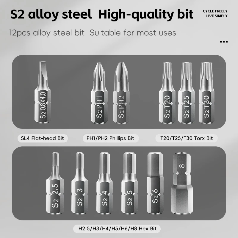 WEST BIKING 12-in-1 Multi-Function Tools Set Flip-open Aluminum Alloy Ratchet Wrench Kit Multiple Bits Bike Repiar Tools Kit