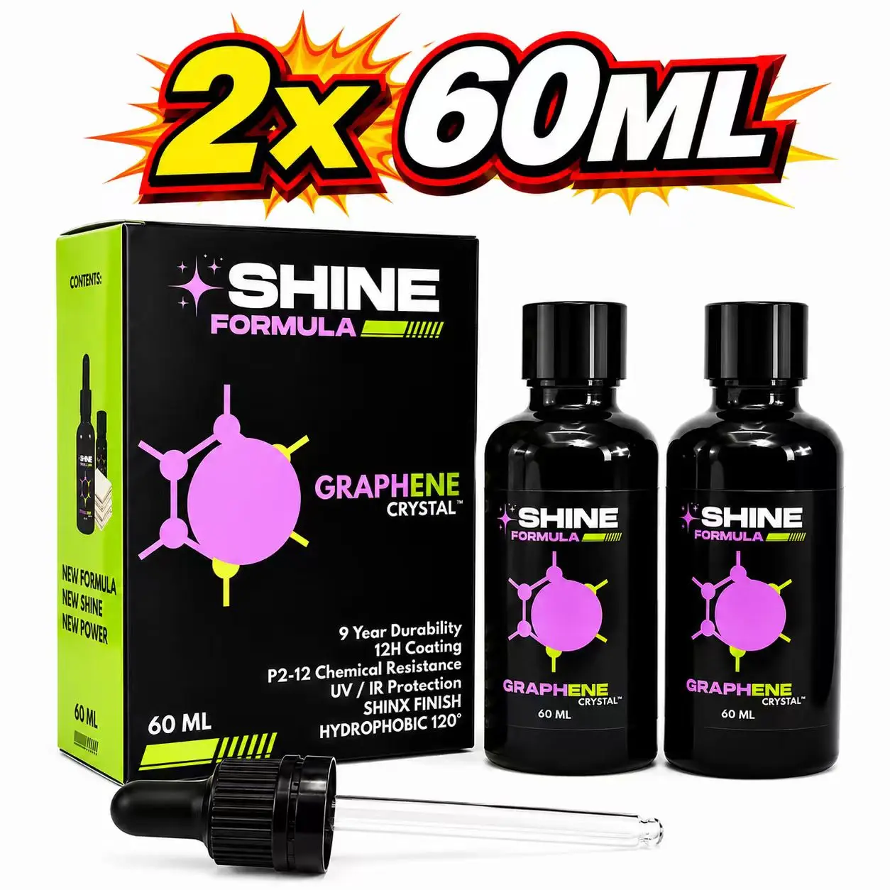 Car Graphene Coating 60ML 12H Ceramic Nano Coating 9 Years Paint Protection Super Hydrophobic High Gloss UV Resistant Car Care