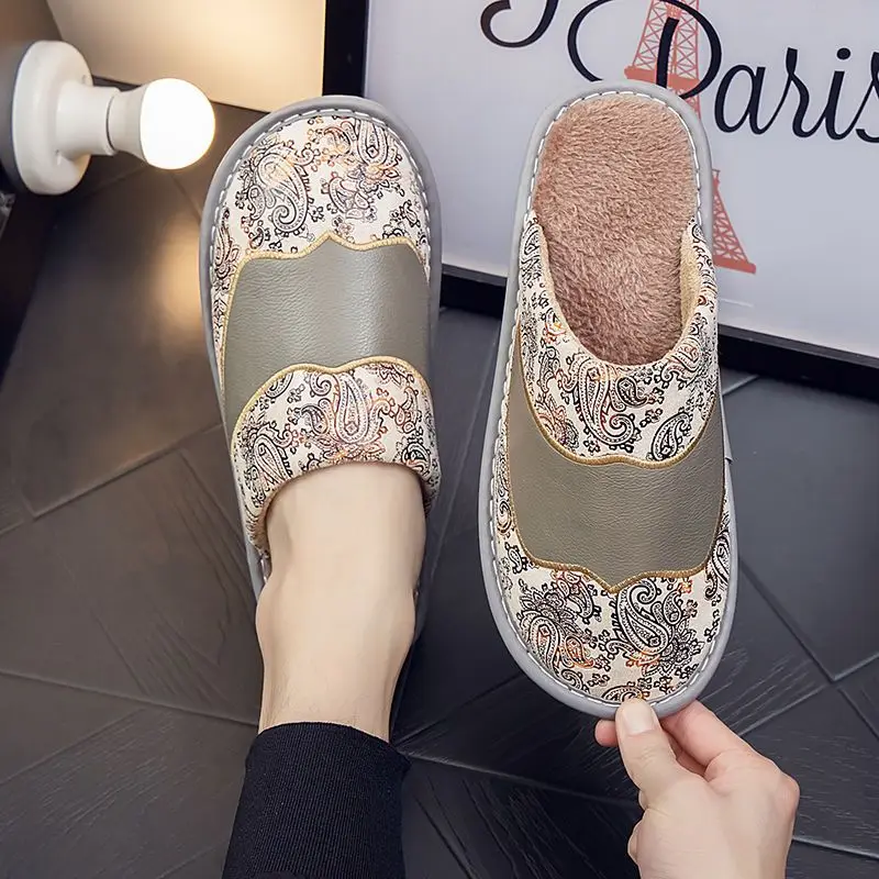

​Cotton Slippers for Men Warm Non Slip Durable Cozy Indoor Footwear Trendy Anti Slip Home Slippers Spring Autumn​ Slippers