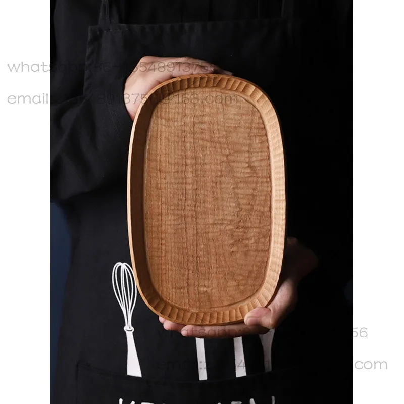 Black walnut handmade tea tray, solid wood carved fruit tray, creative simple wooden Kung Fu tea set tray, creative dim sum tray