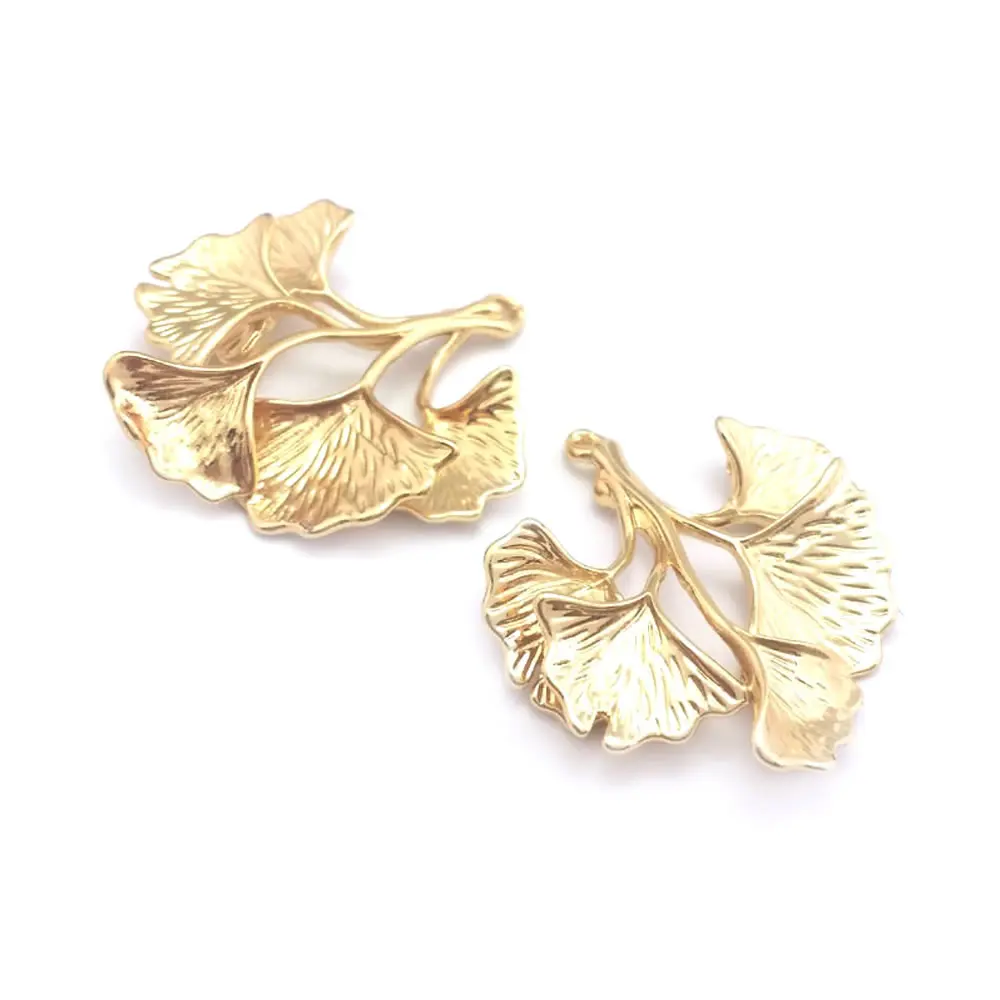 High Quality 18K Gold Color Brass Ginkgo Leaves Tree Leafs Charms Pendants High Quality Diy Jewelry Making Necklace Accessories