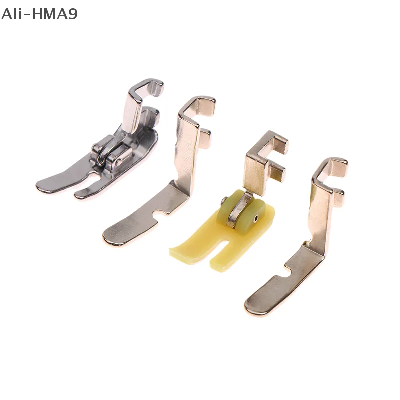 HMA9-4Pcs Old Sewing Machine Zipper Presser Foot Set (Iron Presser Foot, Plastic Presser Foot Left Hole Right Hole Single Side)