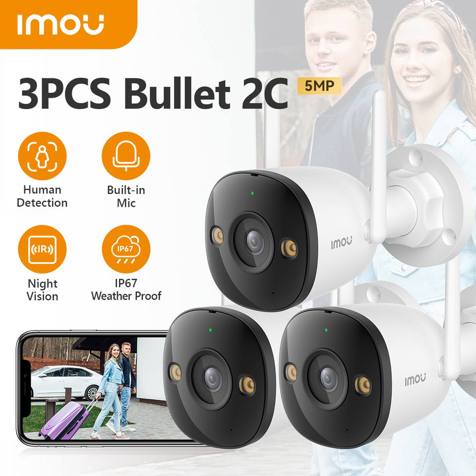  IMOU 3PCS Bullet 2C 5MP Wifi Camera Weatherproof AI Human Detection Outdoor Surveillance IP Camera Wholesale 
