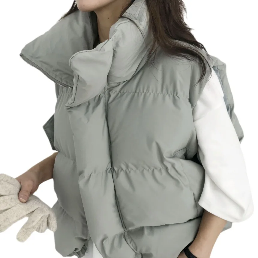 Women Y2k Parkas Vest Casual Coat Turn Down Collar Sleeveless Zipper Drawstring Hem Loose Office Jackets 2025 Autumn Winter