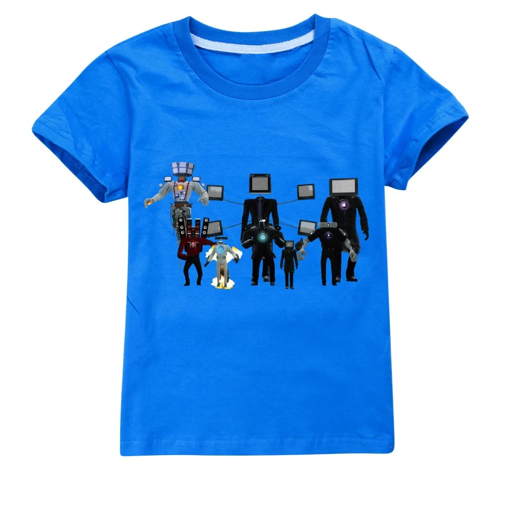 T-shirt de manga curta estampada para crianças, tops casuais, streetwear para meninas e meninos adolescentes, Game Skibidi, 3D Print, verão