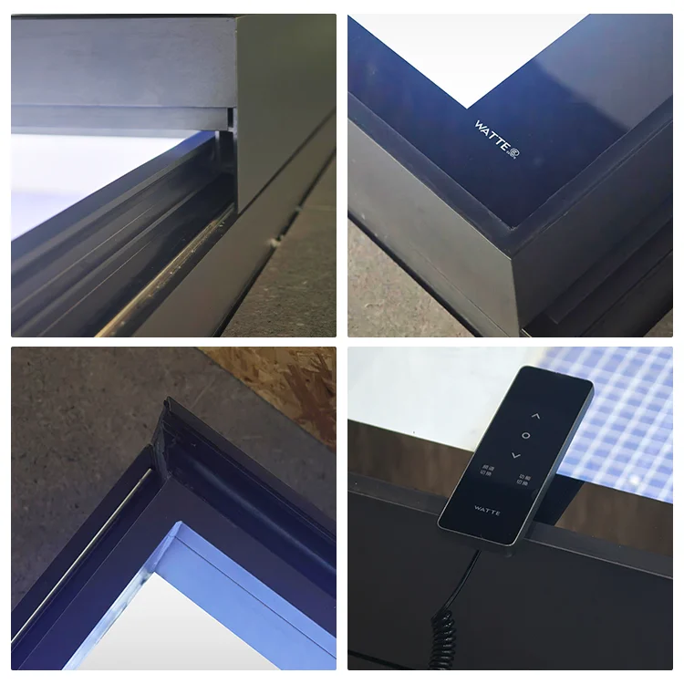 Motorized Retractable Roof Glass Skylight System With Aluminum Frame And Double Glazed Insulated Panels