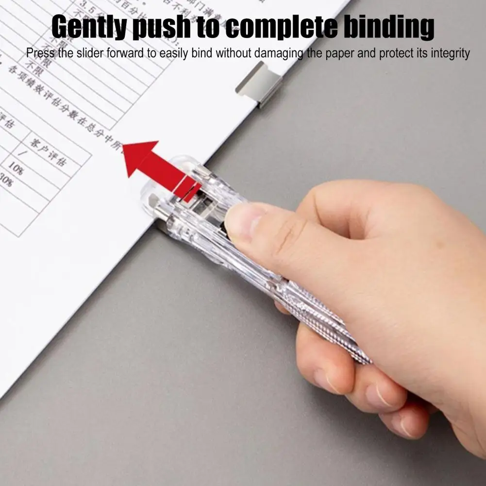 Portable Binder Clip Stapler No Hole Punching Metal Clip Stapler Reusable Office Document Binder Dispenser for Office And Home