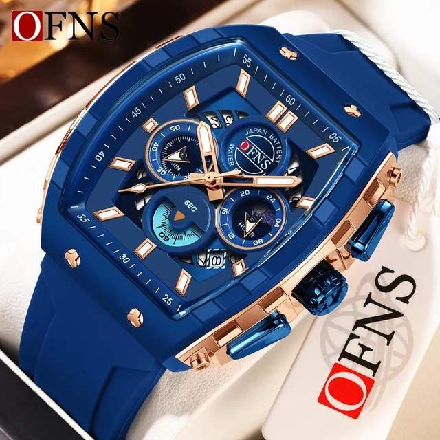 OFNS mode montres à Quartz pour homme lumineux étanche chronographe calendrier bracelet en Silicone en plein air de luxe sport hommes montre 1