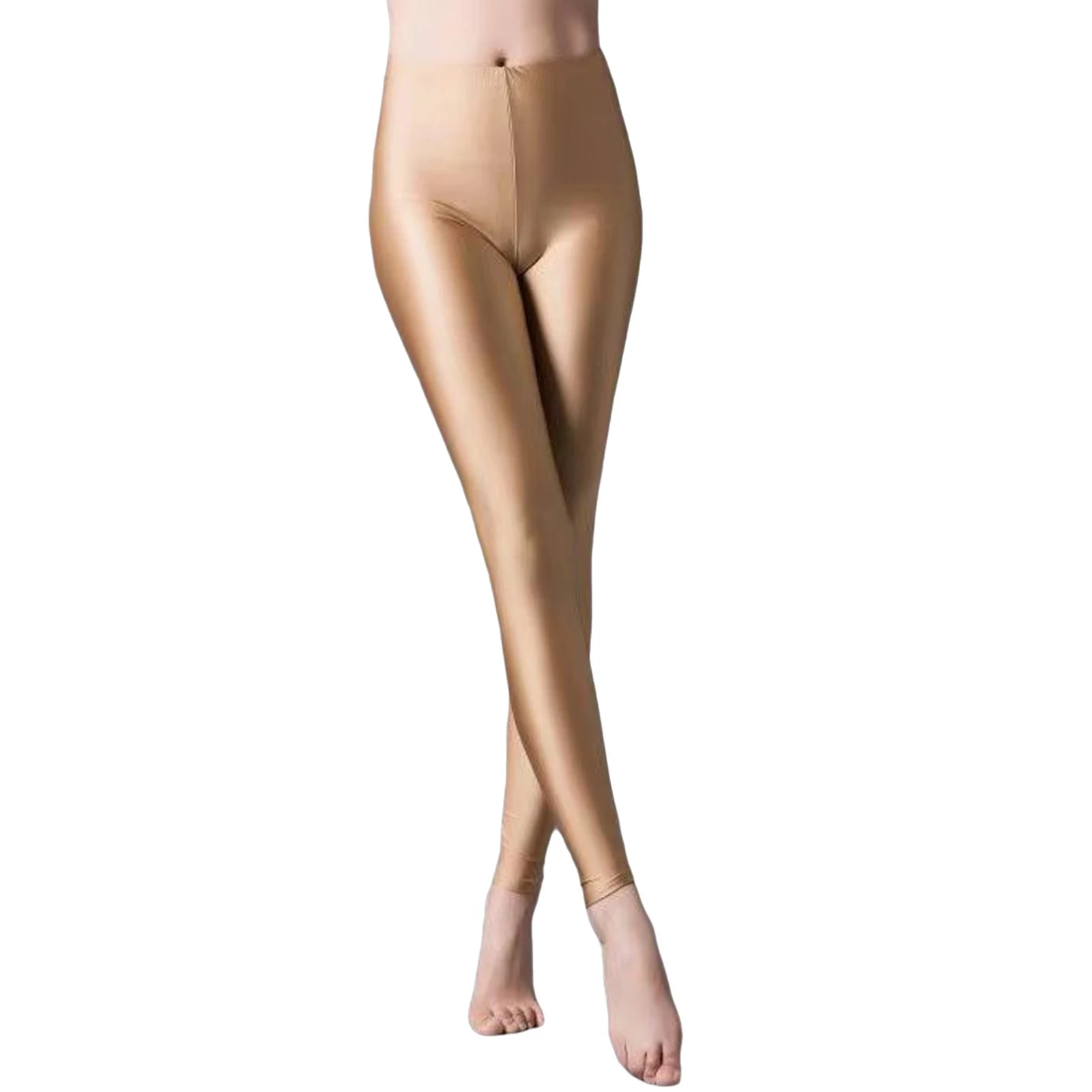 Hoge elastische glanzende skinny legging dames glanzende metallic broek slim fit elastische panty workout legging sport fitness yoga broek