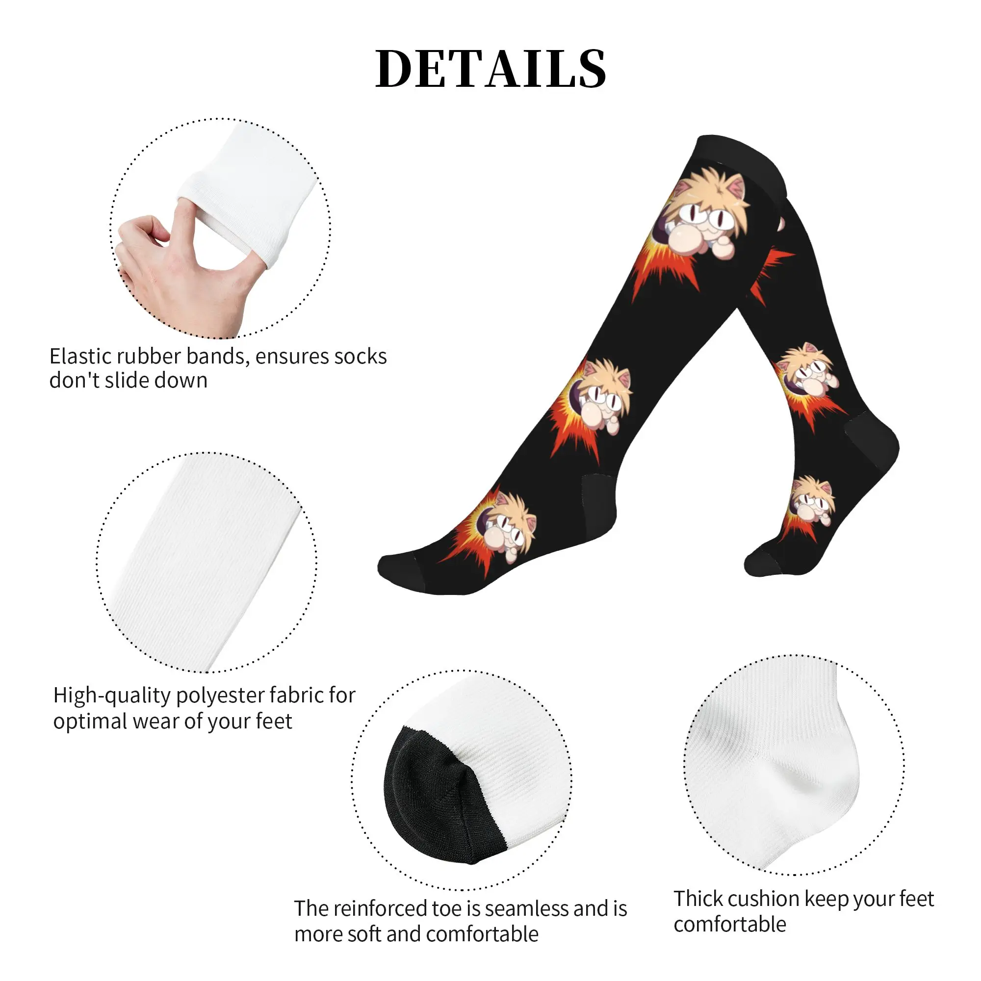 Neco Arc Cartoon Animated Cat Men Women Sports Compression Socks Unisex Fun  Spring Summer Autumn Winter Dress Socks view 5