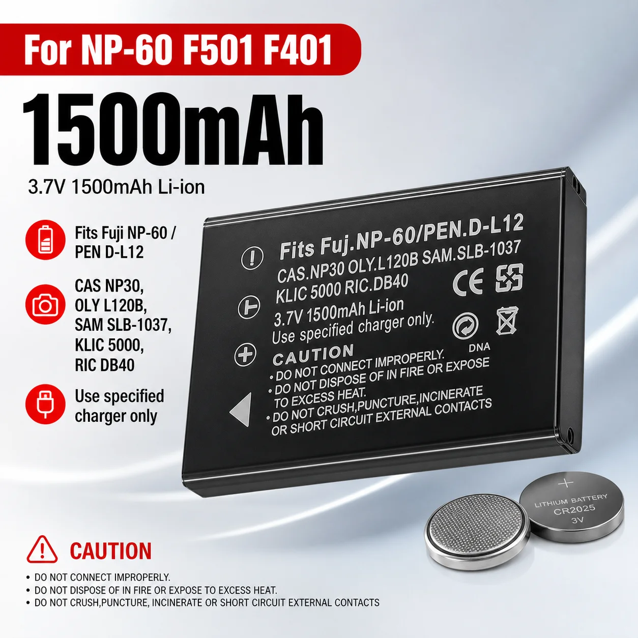 Replacement Camera Battery NP-60 FNP60 SLB-1137 CNP-30 D-Li2 Li-20B For Fujifilm FinePix F401 F410 F50i F601Z