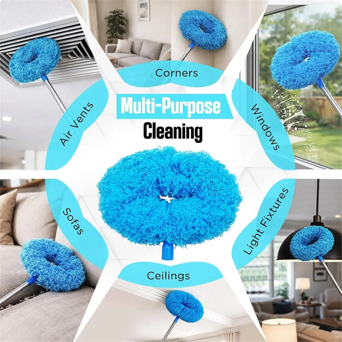 Ceiling Fan Cleaner Duster,Duster Length,for Cleaning Fan Blades, Cobwebs, Walls, Window & High Ceilings,Removable