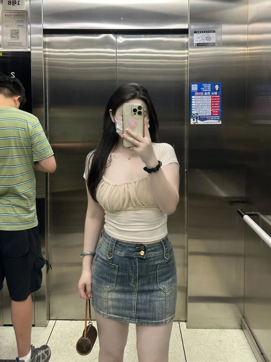 

American Sle High Waist Denim Skirt Women plus Size Pear ape Slimming ort Skirts Summer Faion Trend A-Line Skirt