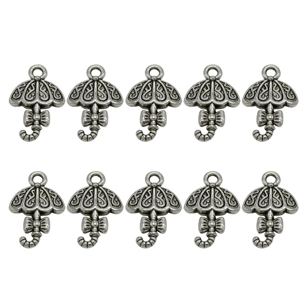 

50pcs Butterfly Knot Umbrella Pendant Charm Alloy Silver Diy Jewelry Making Supply For Necklace Bracelet Keychain Craft