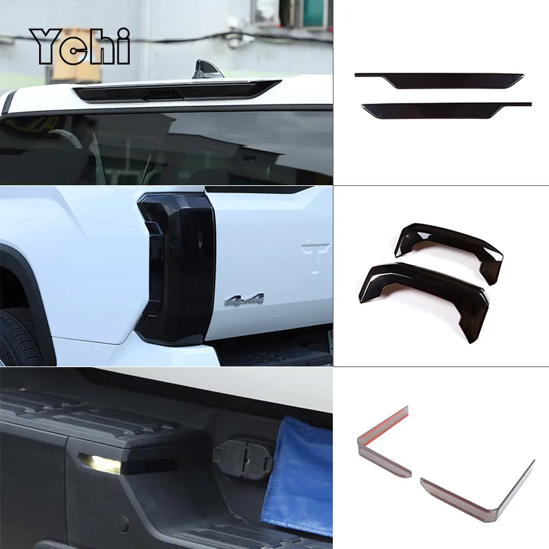 

For Toyota Tundra 2022-2025 ABS Car Rear Taillight Signal Light Brake Light Transparent Grey Decorative Cover Car Accessories