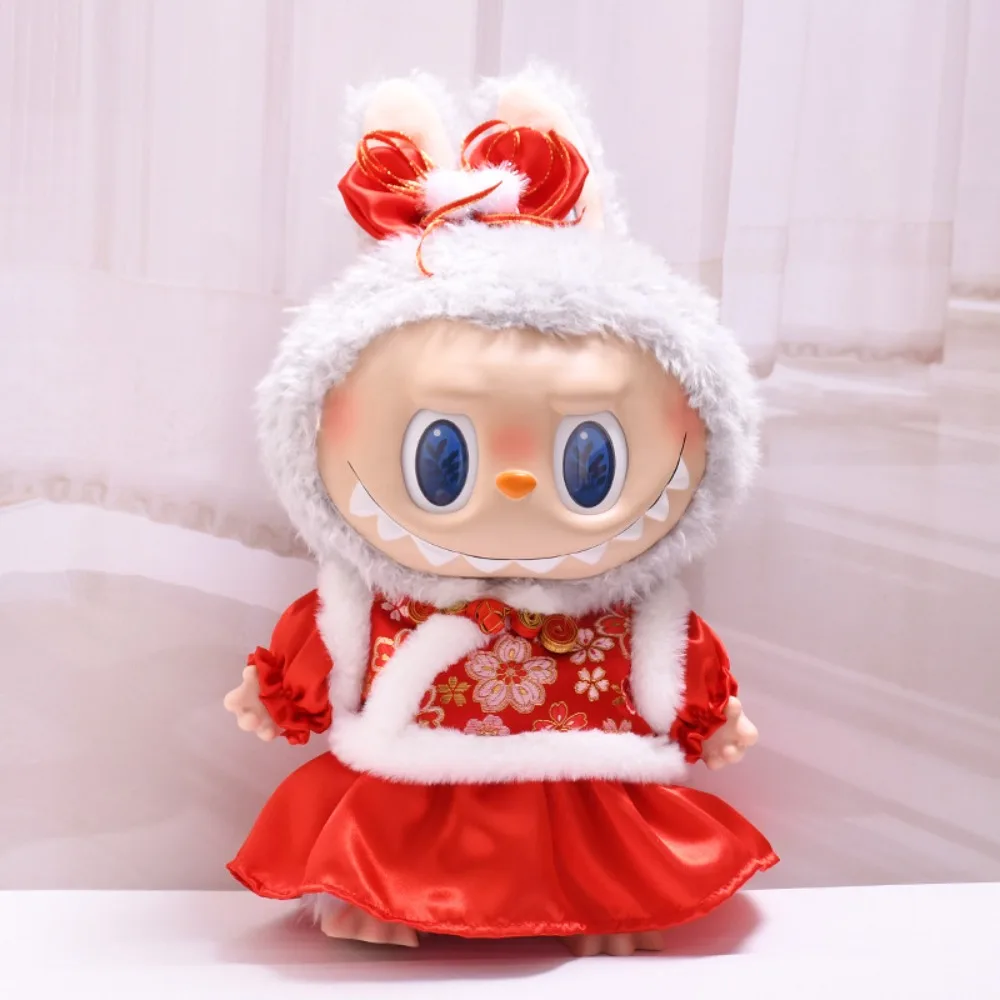 For 38cm Labubu Doll Clothing New Year Tang Suit Dress Up Love Clothes Dolls Accessories Changing Dress Playing House Game Toys