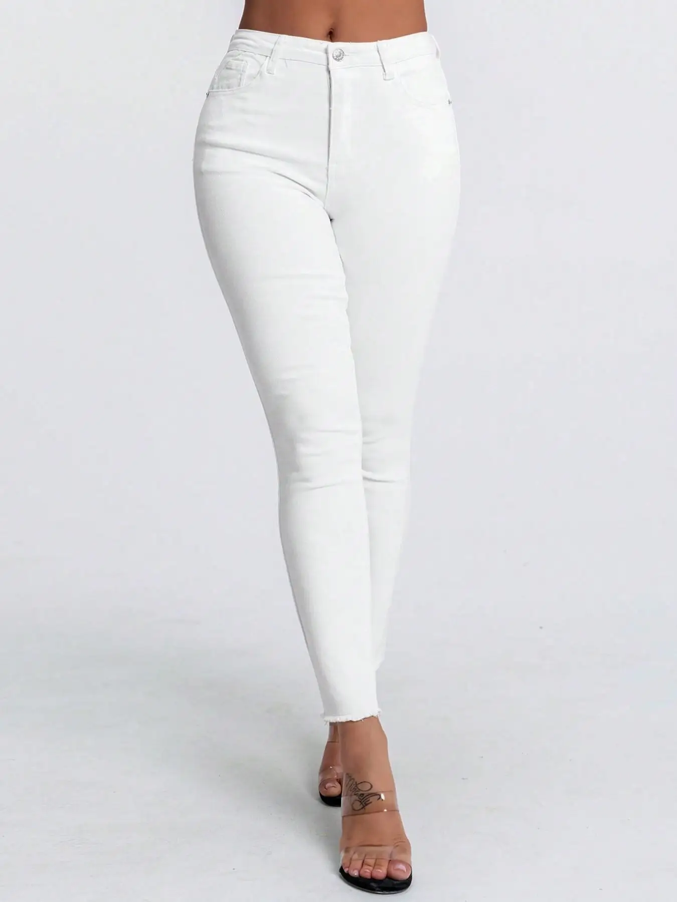 High Waist Slim Fit Jeans for Women, Elastic Tight-Fitting Denim Jeans, Stylish Casual Wear, Perfect for Everyday Use