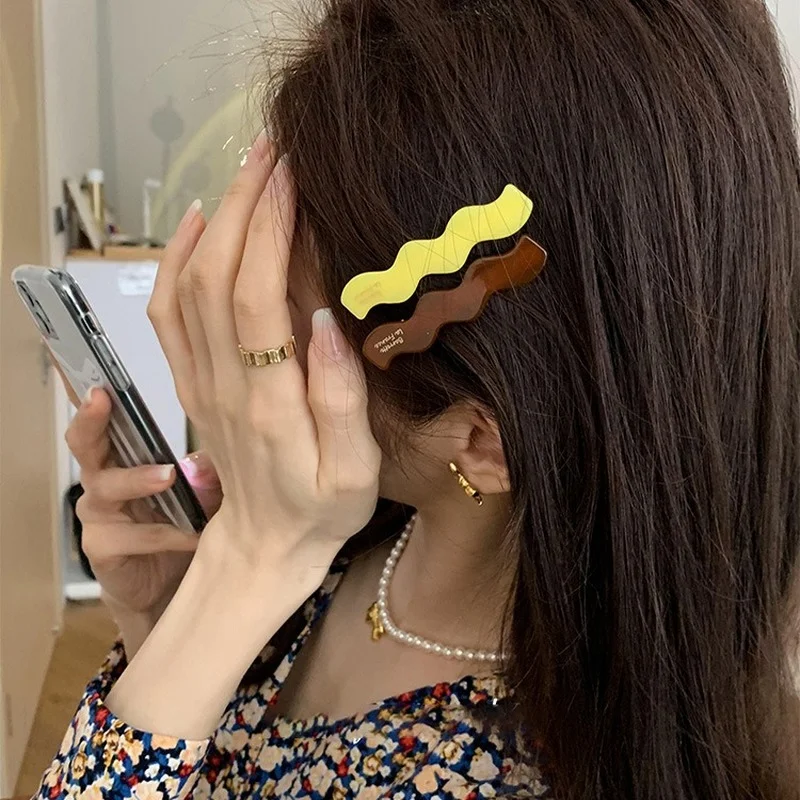 Korean wave hairpin female side word clip 2022 net red new acrylic sheet duckbill clip bangs clip hair clips for women