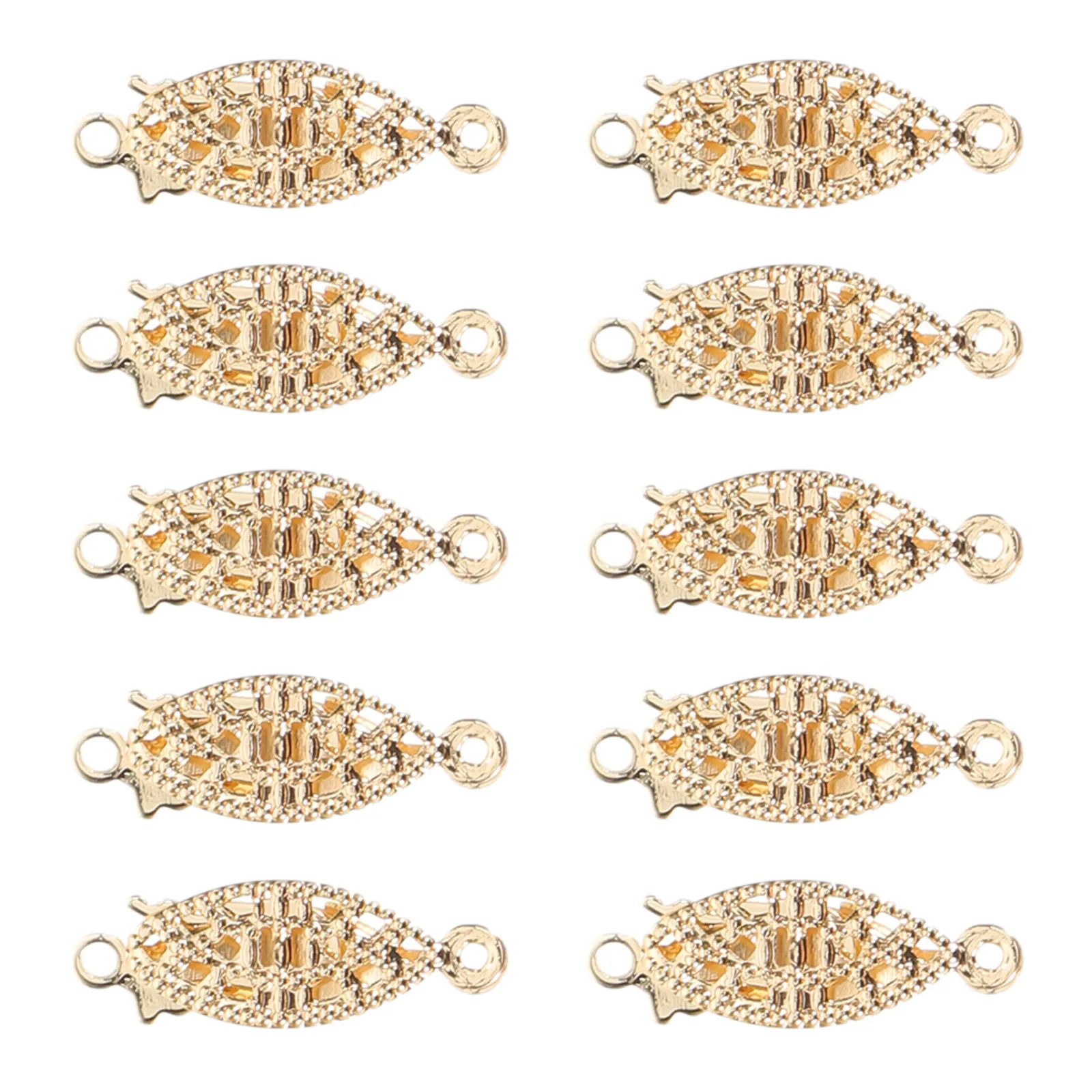 

10Pcs Necklace Center Connector Oval Filigree Slide Lock Clasp Lightweight Gold Openwork Hollow Layered Necklace Clasp