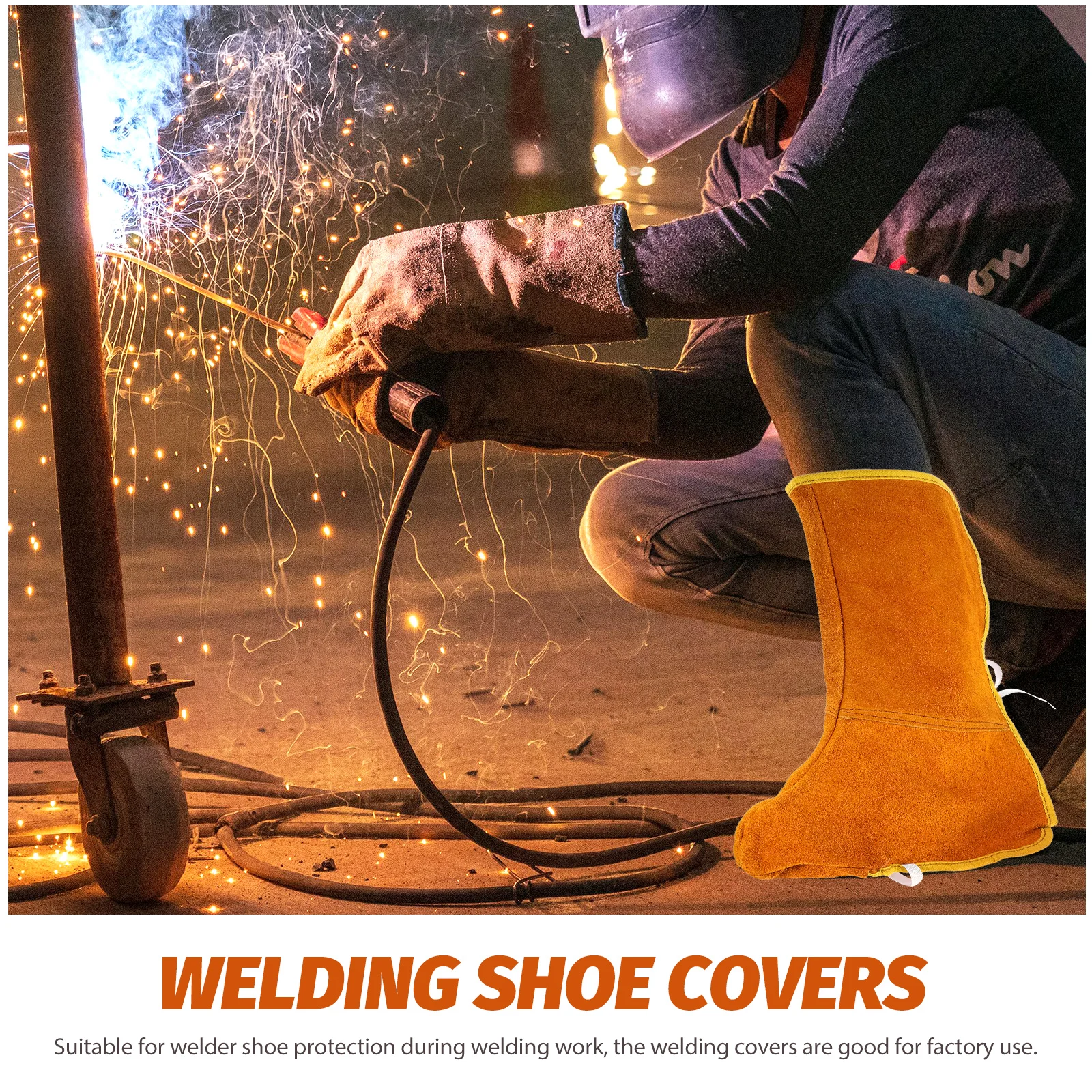 

2pcs Welder Protective Foot Shoe Protectors Boot Covers Wear-Resistant Breathable Lightweight Safety Shoe Covers For