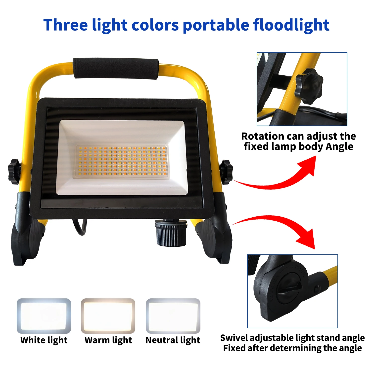 

LED Flood Light Portable 50W Reflector Projector Variable color temperature Spotlight Construction Lamp Work Lights 110V 220V