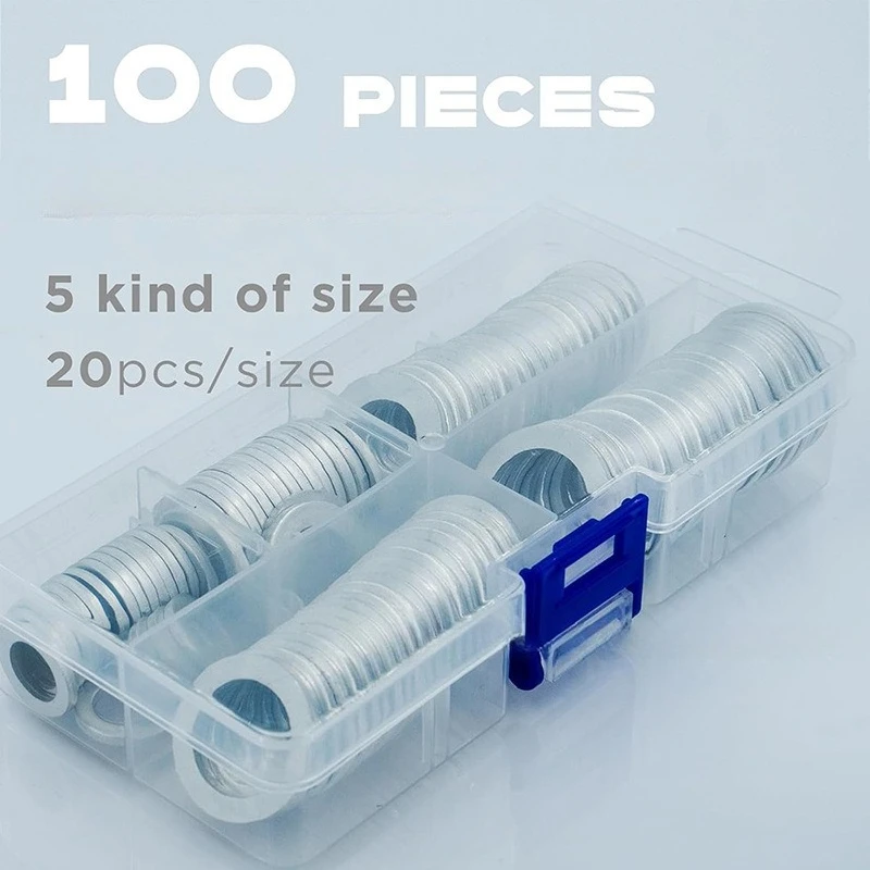 100PCS Aluminum Flat Sealing Washers M10 M12 M14 M16 M18 Thick Oil Drain Plug Gasket Replacement Kit for Car Engine Oil Change