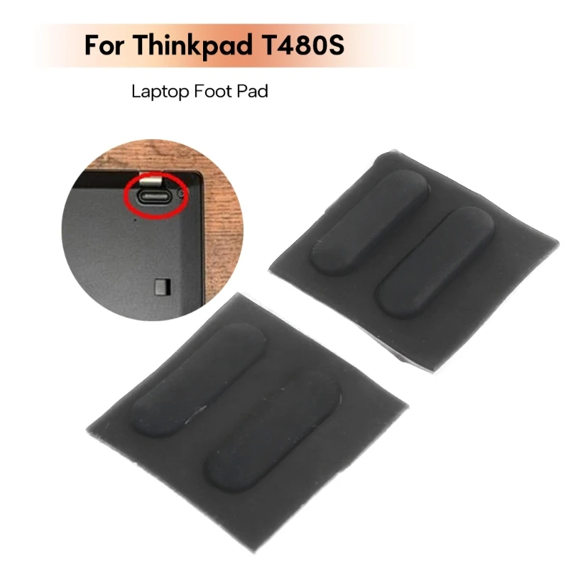 Set of 4 Black Rubber Feet for Thinkpad T480S Laptop Non-Slip Bottom Base Covers with Sticker Computer Accessories