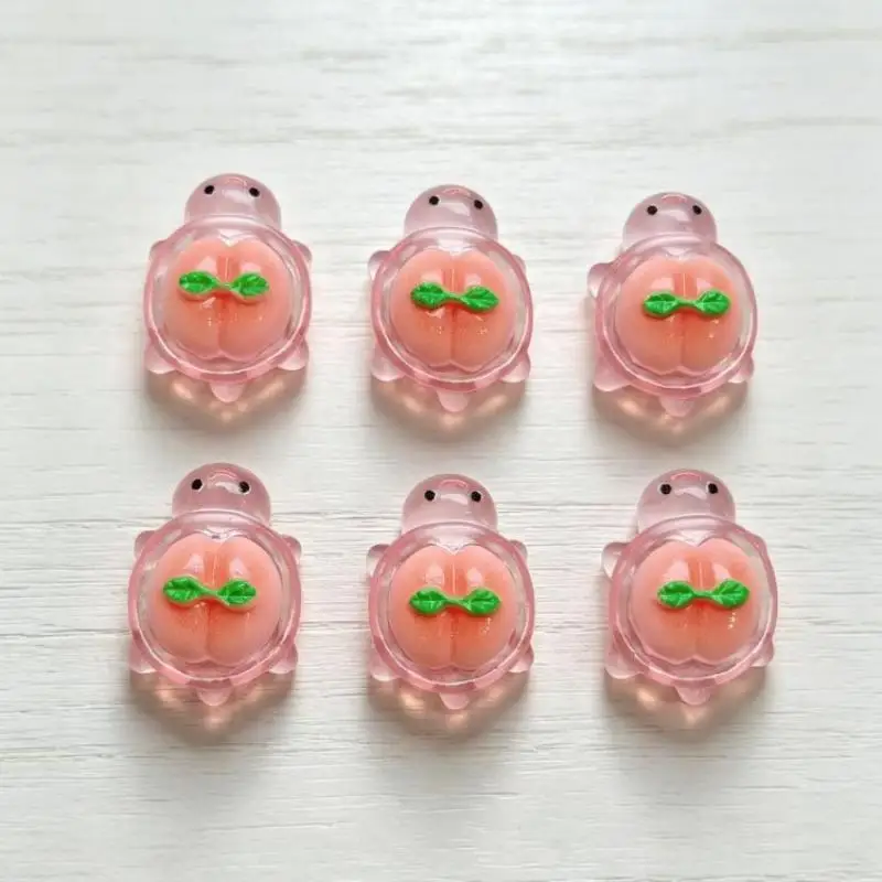 10/20PCS Glow In Dark Cartoon Pink Peach Turtles Figurines Cute Resin Turtle DIY Craft Fruit Turtles For Desk Decor Ornament