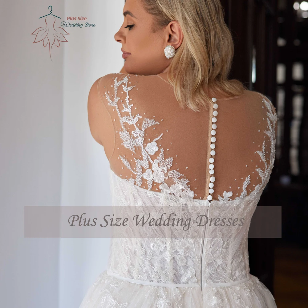 فساتين زفاف رائعة على شكل حرف a مقاس كبير ورقبة على شكل V وأكمام قصيرة فساتين العروس مزينة بالدانتيل طول الأرض تول فيستدو دي نويفا