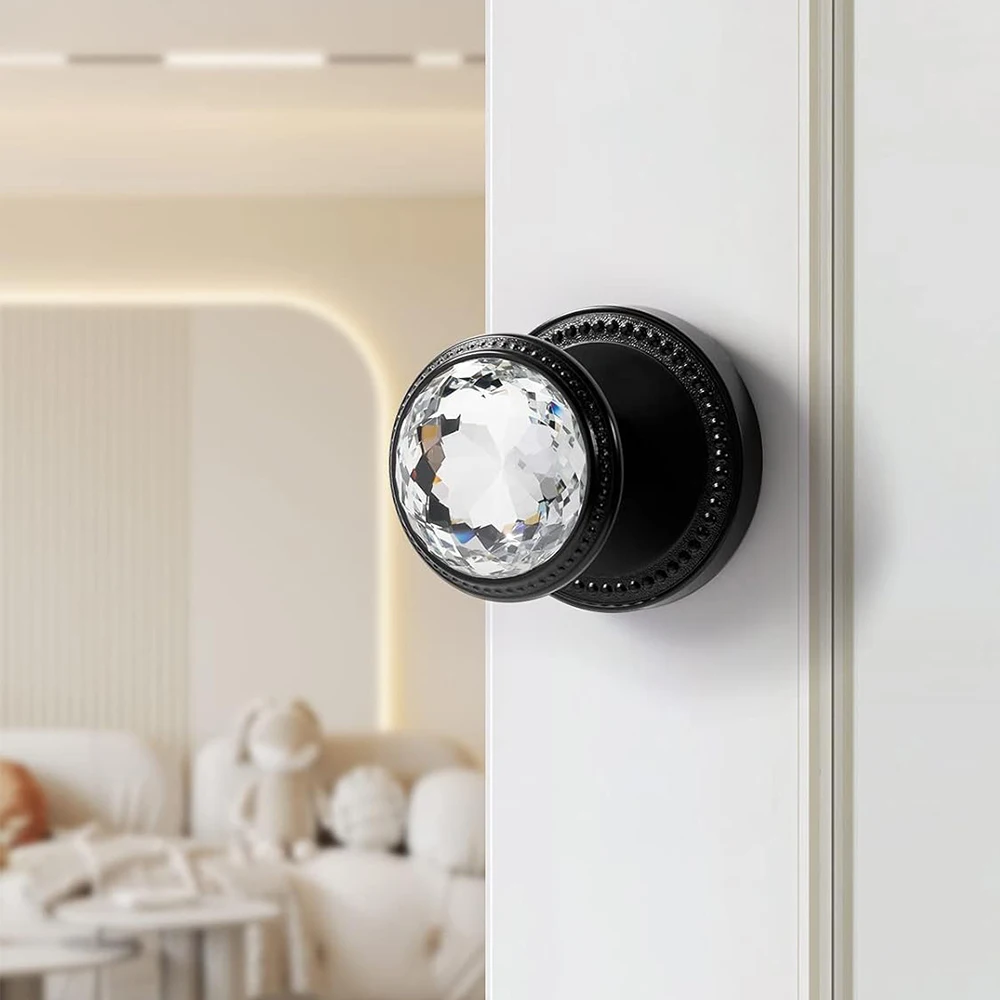 

Light Gold Brushed PVD Black Crystal Decorative Zinc Alloy Door Handle - Single Side-1 Piece Set