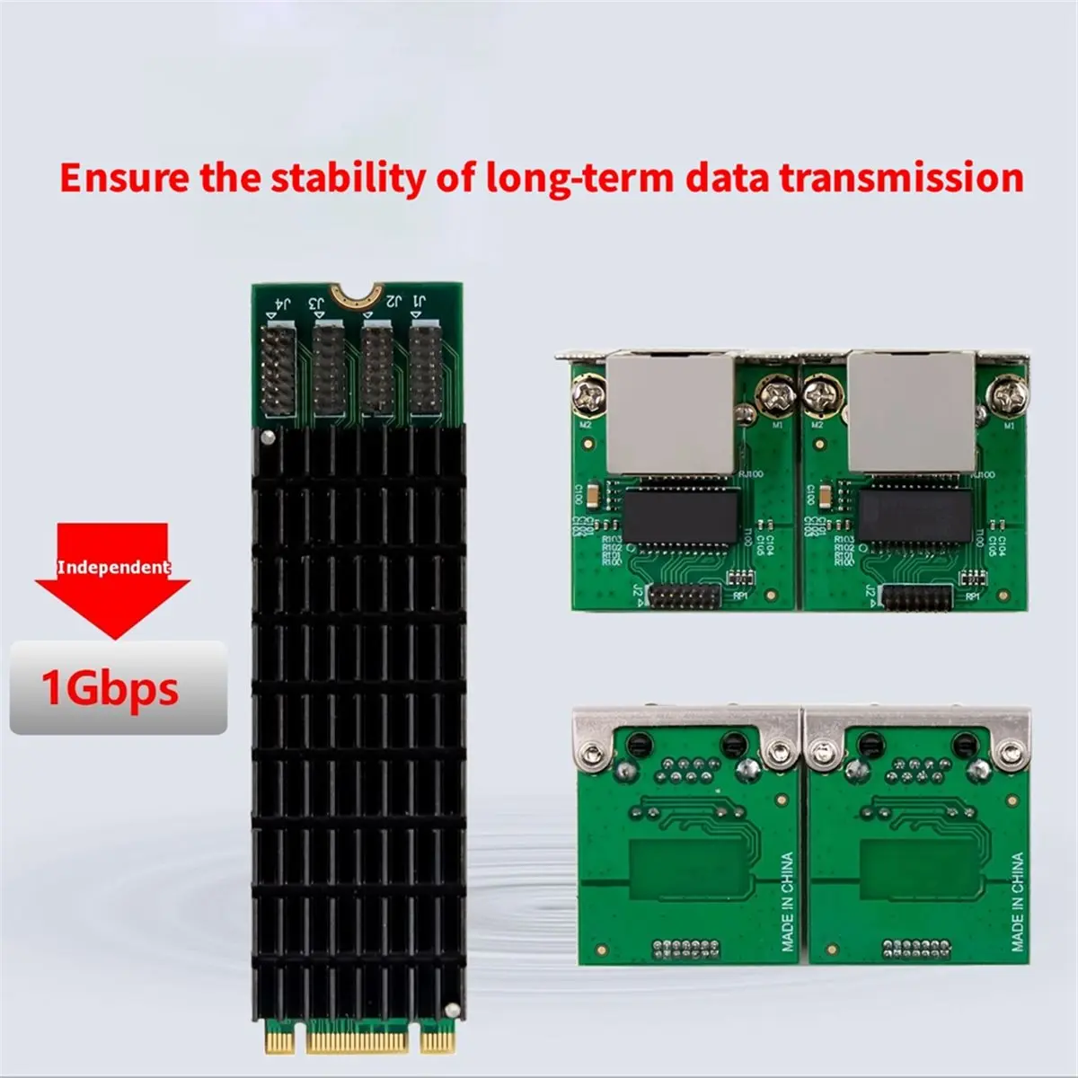 M.2 B+M Key Network Card PCIe 1G 2XRJ45 Port Network Card I350T2 Vision Acquisition RS232 Serial Port Server for Desktop