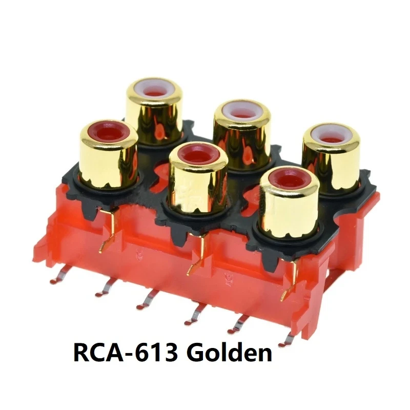 2PCS PCB Mounting Stereo Audio Video Jack RCA Female Connector Two Hole RCA-213 W+R Four Hole RCA-413 Six Hole RCA-613 Golden