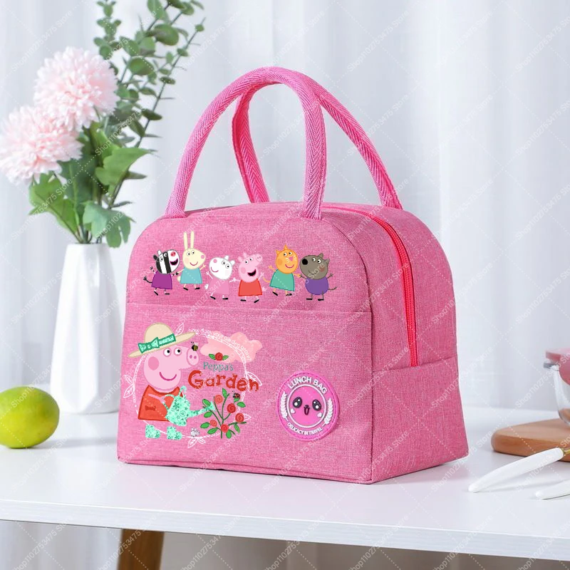 Girl Anime Cute Lunch Tote Cartoon Peppa Pigs Zip Handbag Casual Food Insulation Bag Fashion Printed Storage Pouch Gifts 2026 - view 5