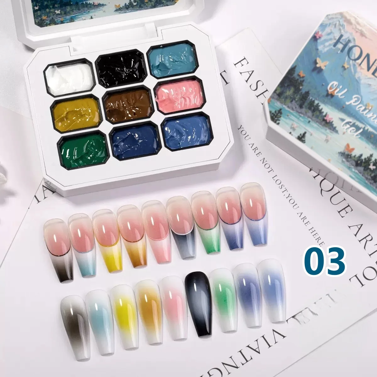 

9-color dopamine Macaron series oil painting gel, nail art gel, high saturation cream texture, tapping gradual nail gift box