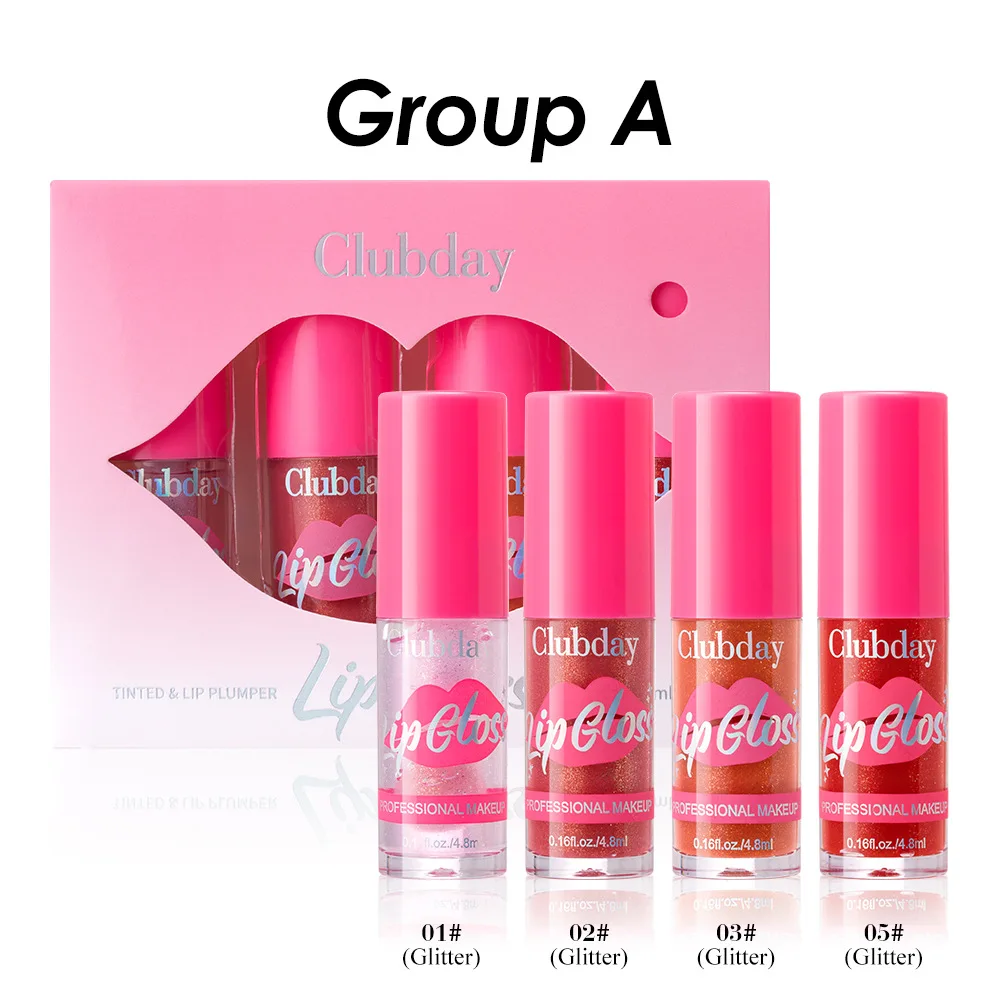 Set di oli per labbra da 4 pezzi Finitura lucida idratante con formula idratante luccicante per kit essenziale per la cura delle labbra da donna a lunga tenuta