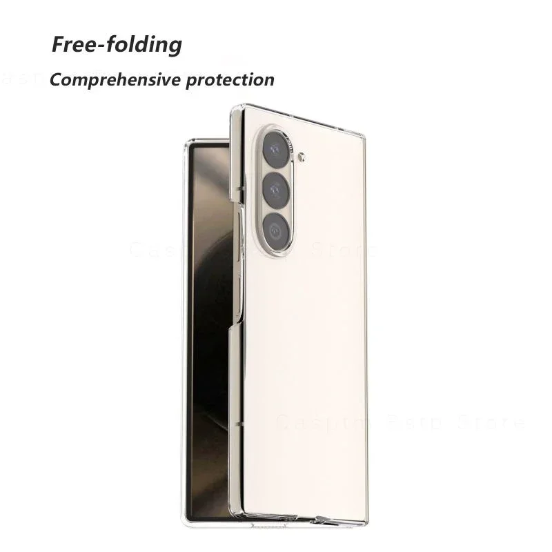 For Samsung Galaxy Z Fold 6 5 4 3 2 Transparent Case Front Back Protective Cover Hard PC Clear Bumper Z Fold6 Fold5 Fold4 Fundas