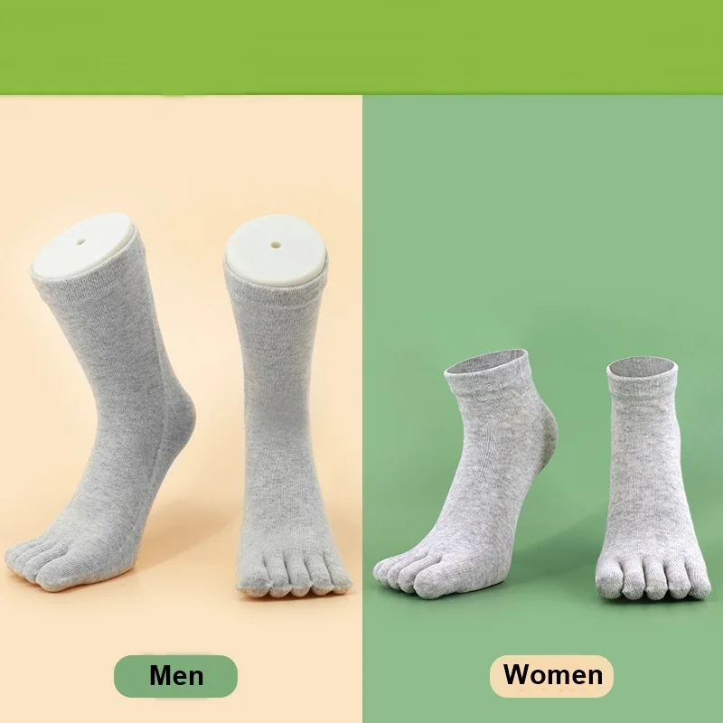 1Pairs Women Men Cotton Five Finger Short Socks Girl Solid Color Breathable Soft Elastic Harajuku Socks With Toes Couples Soxs