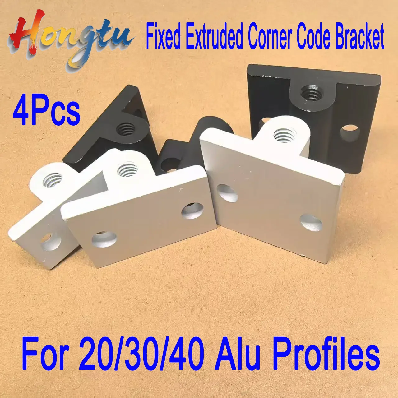 

4Pcs Aluminum Profile Plate Holder Foot Pad Caster Wheel Connector Fixed Extruded Corner Code Bracket for 20/30/40 Alu Profiles