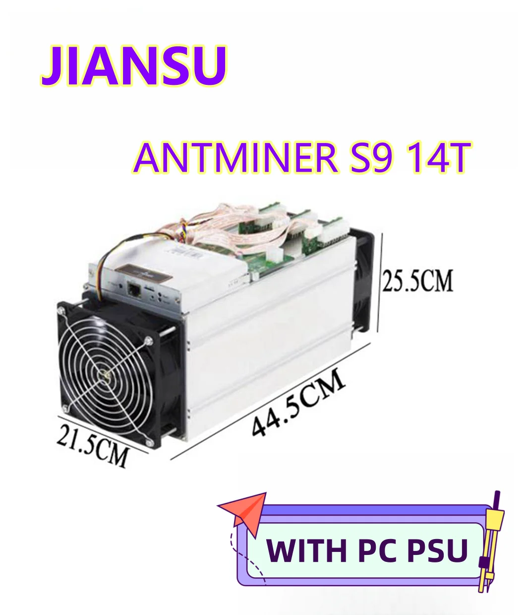 Used AntMiner S9 14T 14000Gh/s 14th/s with PSU S9 Bitcoin Miner 16nm 1372W BM1387 Miner delivery within 48 hours