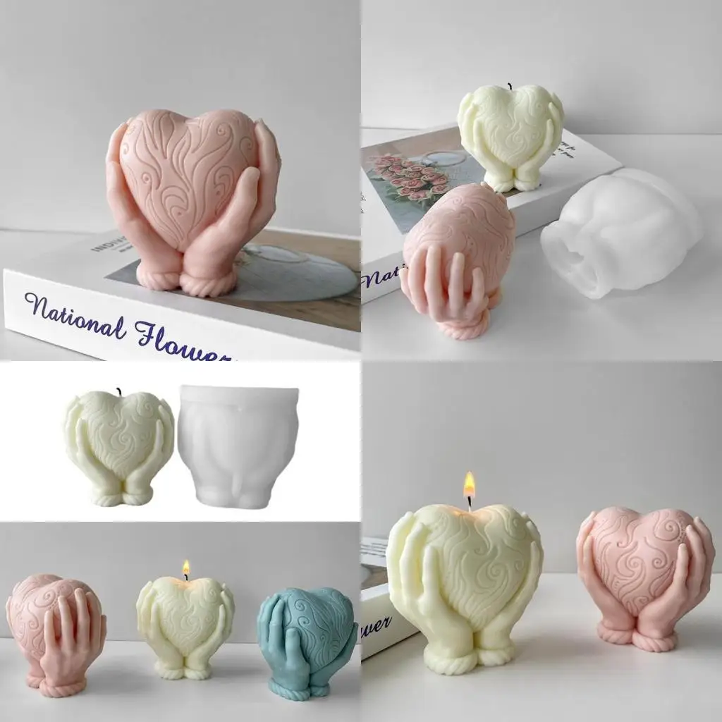 

A52E Holding Heart Silicone Soap Mold Resin Plaster Making DIY Chocolate Mould