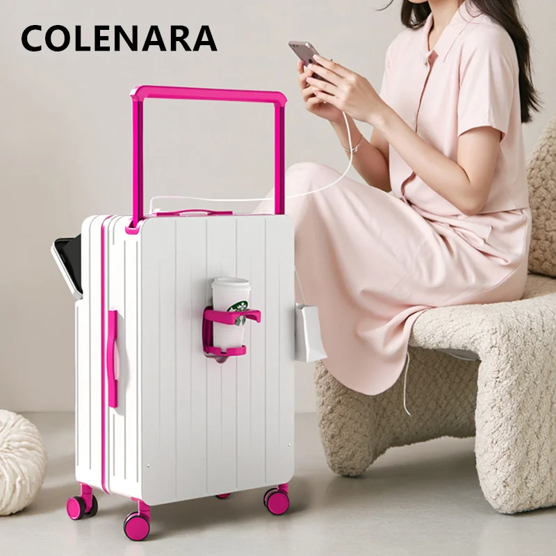 COLENARA valise de haute qualité boîtier d'embarquement de chargement USB 20 "22" 24 "26 pouces ouverture avant boîtier de chariot pour ordinateur portable bagage de cabine